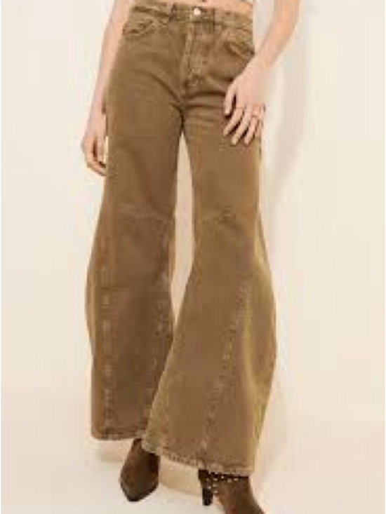 We The Free Denim - Free People We The Free Eden High Slouchy Wide Leg Jeans Taupe Brown Size 29